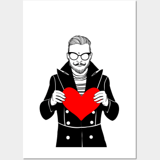 Brutal guy holding heart Posters and Art